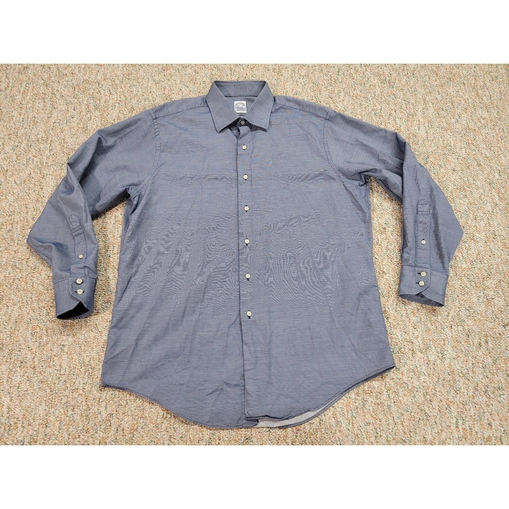 Brooks Brothers Dress Shirt Mens 16.5 34/35 Blue Stripe Egyptian Cotton USA
